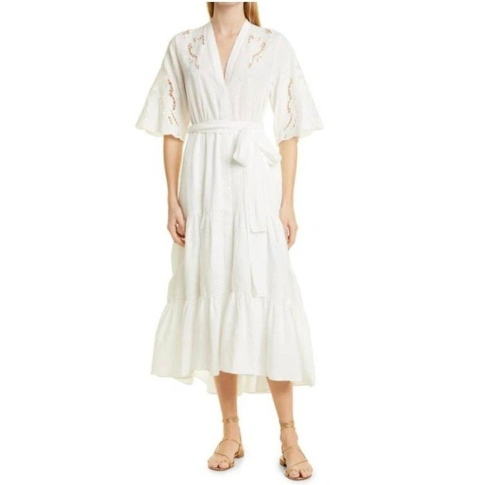 Kobi Halperin White Embroidered Maxi Dress Unconventional Lace Eyelet Resort